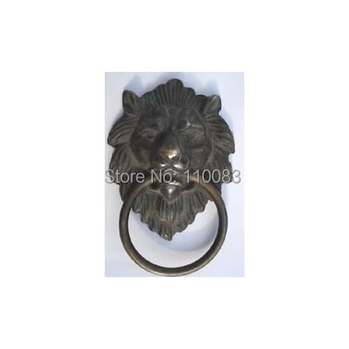 Vintage Handwork Teapot For Chinese Oriental Chinese Bronze Fierce Lion Head Door Knocker 4.4"High Antique Metal Wholesale