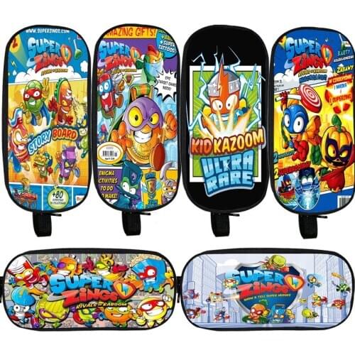 Super Zings Pencil Case Cartoon Game Pencil Bag Double Layer Zipper Students School Stationery Storage Bag Children Kids Gift