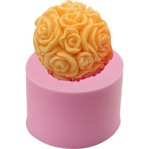 Flower Rose Ball Lace Silicone Fondant Soap 3D Cake Mold Cupcake Jelly Candy Chocolate Decoration Baking Tool Moulds FQ3077