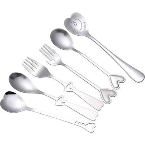 Dessert Ice Cream Fruit Spoon Teaspoon Stainless Steel Milk Coffee Spoons Accessories Tableware Gift for Valentines Day