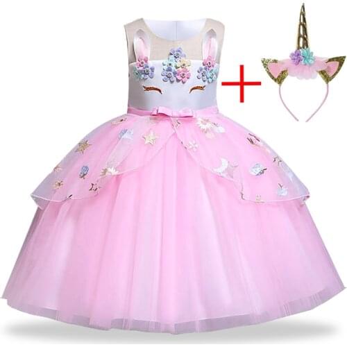 Kids Dresses for Girls Embroidery Flower Ball Gown Girl Princess Dress for Birthday Party Cosplay Costumes Children Clothing