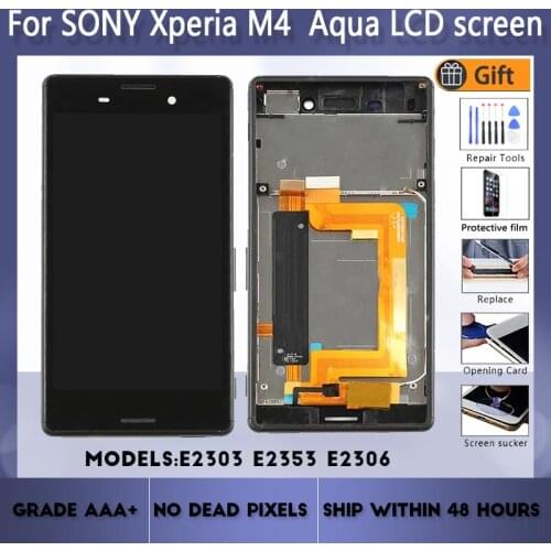 For Sony Xperia M4 Aqua E2303 E2353 E2306 E2312 E2333 E2363 LCD screen assembly with front case touch glass,With repair parts