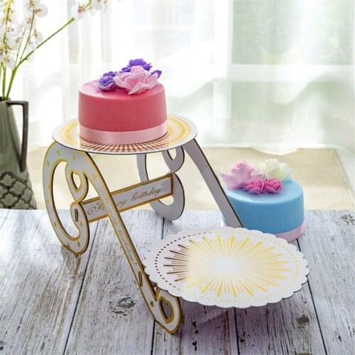 Double Cake Stand Birthday Party Personality Practical Disposable Tableware Festival Wedding Bronzing Paper