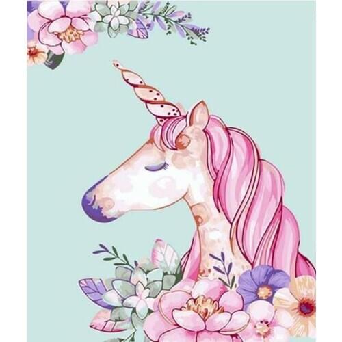 Unicorn Oil Painting Out By Number On Canvas With Frame Pictures For Drawing Paint Kits For Adults Coloring By Number Decoration