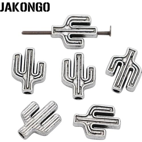 JAKONGO Antique Silver Plated Spacer Beads Cactus Loose Beads for Jewelry Making Bracelet Accessories DIY Accessories 20pcs/lot