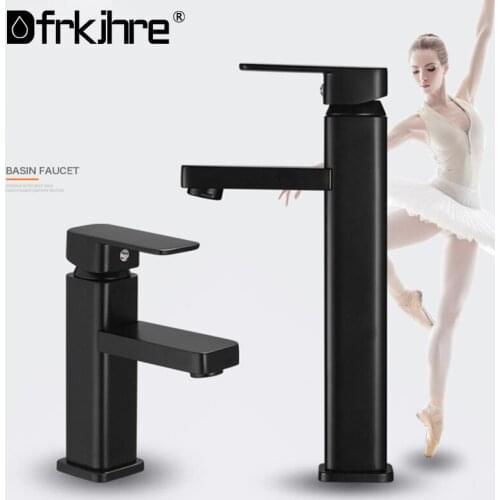 Bathroom Basin Sink Faucet Matte Black Square Basin Faucet Black Bathroom Washbasin Mixer Tap Single Handle Mixer Tap Basin Tap