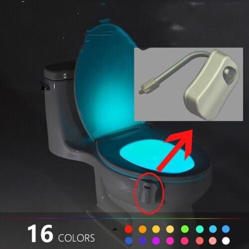 Auto Toilet Bowl Clamp Nightlight Power Saving Motion Sense Light LED 16 colors Sensor Night Lamp Bathroom Toilet Bowl Light