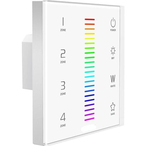 New Led RGBW Strip Controller 4 Zones Touch Panel Wall Mount 2.4GHz DMX 100V-240V Input DMX512 5A 4 Channel Wireless RGB