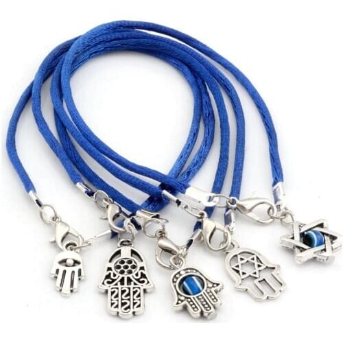Lot - 100Pcs Mixing HAMSA HAND " eye bead " blue Beaded Bracelet - Lucky Charm Pendant Bracelets B-066