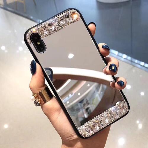 Fashion Mirror Beauty Space Case For iphone 6 6s 7 8 plus X XR Xs Xs max cases Luxury Fancy Glaring sparkle Shining diamond
