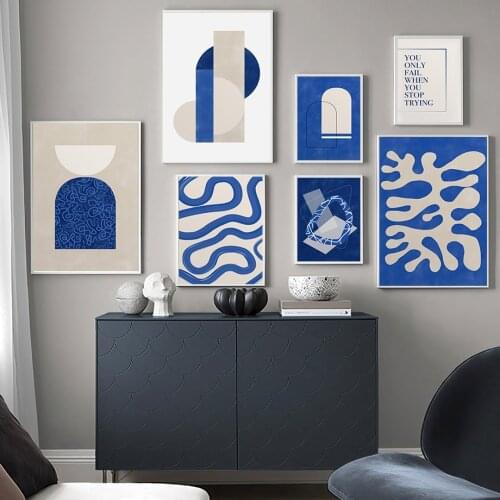 Blue Abstract Matisse Minimalist Lines Wall Art Canvas Painting Nordic Posters And Prints Wall Pictures For Living Room Decor