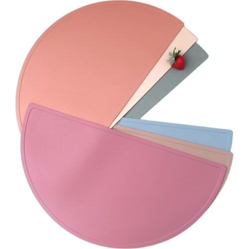 Solid Color Silicone Round Placemat Kids Plate Mat Food Grade Silicone Table Pad Waterproof heat insulation Kitchen Gadget