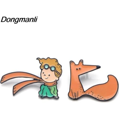 P3674 Dongmanli Prince and Fox Cute Metal Enamel Pins Brooches for Lapel Pin Backpack Bags Badge Cool Gifts Figure Trendy