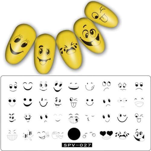 Smile Pattern Nail Stamping Plates Plant Nail Art Stamp Image Template Manicure Stencils Nail Decoration