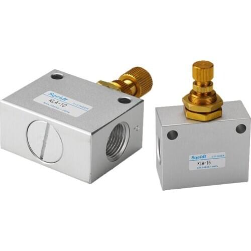 KLA-06 08 10 15 1/4" 1/8" 3/8" 1/2" Air Speed Control One-way Throttle Pneumatic Flow Valve regulating valve Aluminum alloy