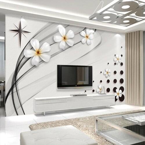 Custom 3D Photo Wallpaper Black And White Fashion Flower Stereoscopic Relief TV Background Decor Wall Painting Mural Wallpapers