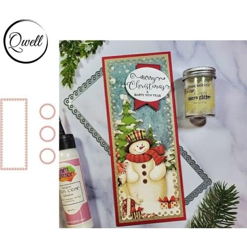 QWELL Dot Circle Slimline Rectangle Metal Cutting Dies For DIY Scrapbooking Craft Paper Cards Album Making Template 2021 New