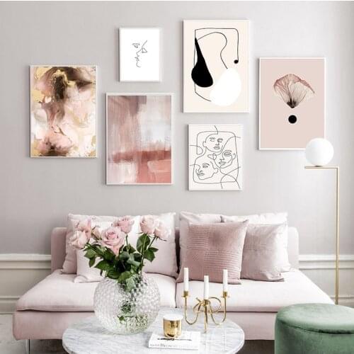 Pink Swirl Fluid Art Abstract Painting Nordic s And Prints Wall Art Canvas Painting Wall Pictures For Living Room Decor