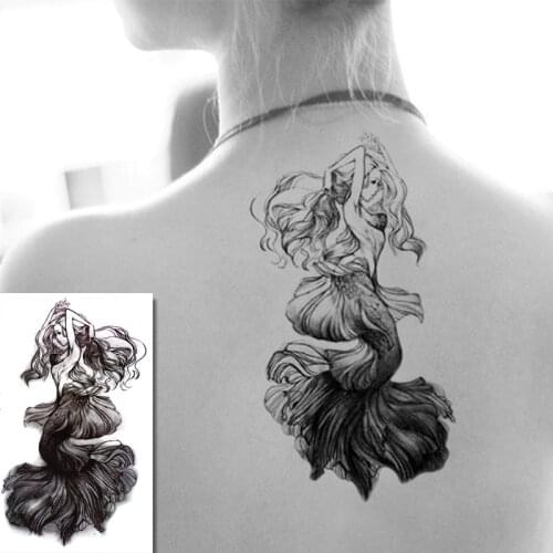 Mermaid Waterproof Temporary Tattoos Big Flower Arm Tattoo Women Roamantic Fashion Thigh Body Back Art Tattoo Stickers Wholesale