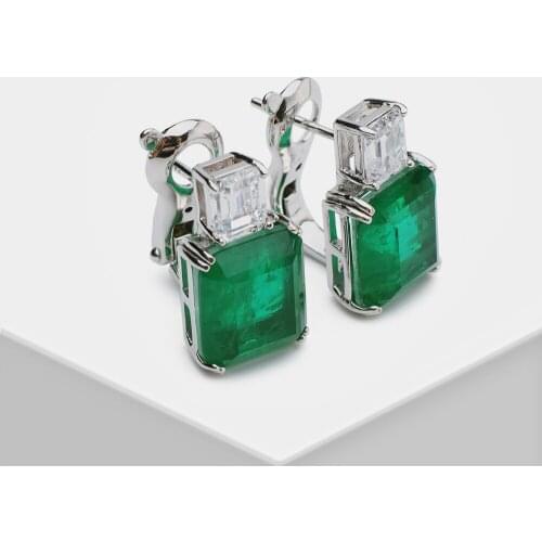 Created Diamond Emerald Gemstone green stones Citrine Drop Earrings 925 Sterling Silver Fine Jewelry for Women 2021