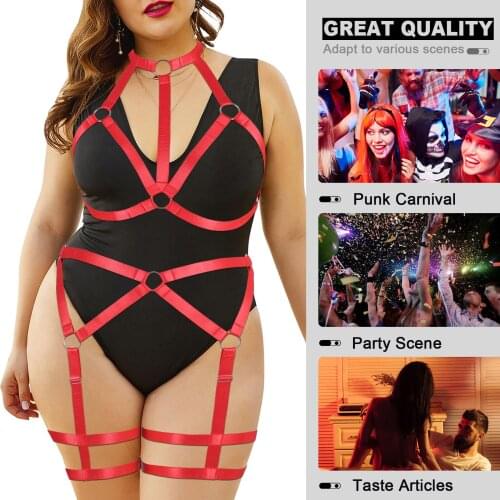Sexy Hot Womens Erotic Lingerie Sensual Cage Bra Waistband Leg Harness Belt Body Bondage Straps Plus Size Underwear Exotic Sets