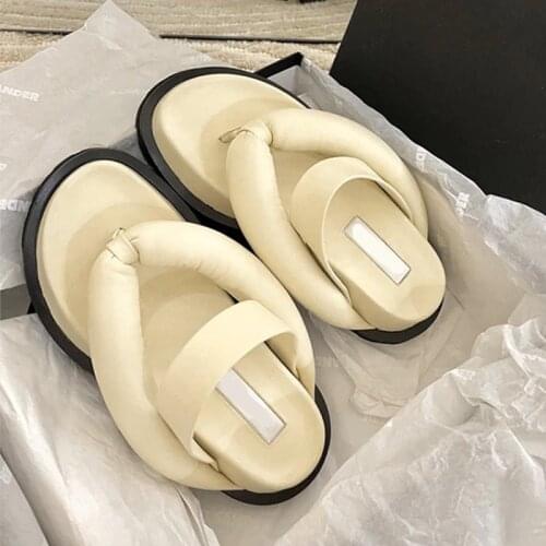Shoes Ladies' Slippers Med Rubber Flip Flops Beige Heeled Sandals Platform Slipers Women Flat Soft Hawaiian Black 2021 Rome PU C