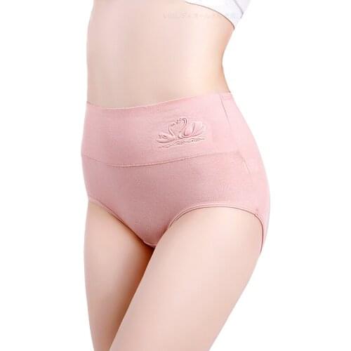 Panty Plus SizeXXL Women Panties High Waist Soft Cotton 4Pcs/lot Underwear Cute Print Seamless Briefs Ladies Slimming