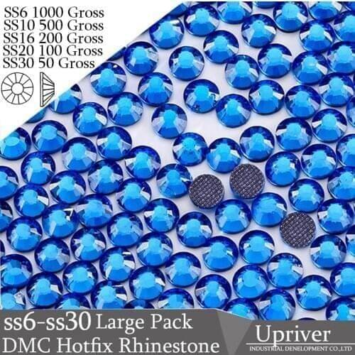 Bulk Packing Loose Machine Cut Best Quality Shiny SS6 SS10 SS16 SS20 SS30 Capri Blue Flatback Hotfix Rhinestones