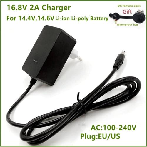 16.8V 2A Screwdriver Charger for 18650 Lithium Battery 14.4V 4Series Lithium li-ion Battery Wall Charger AC 100V-240V EU/US Plug