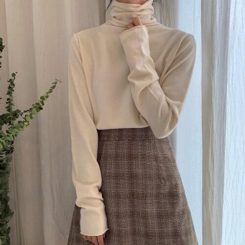 Stretch Women Sweaters Turtleneck Pullovers soft Primer Shirt Long Sleeve Korean Slim-fit Tight Sweater 2021 Autumn Winter Solid