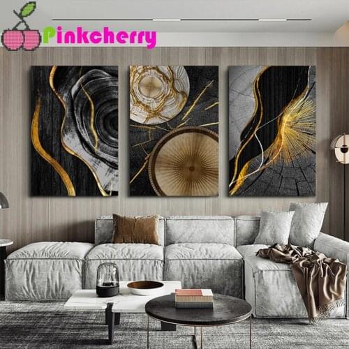 Golden and Black Abstract diy diamond painting full square round drill modern diamond embroidery stitch mosaic art nordic k680
