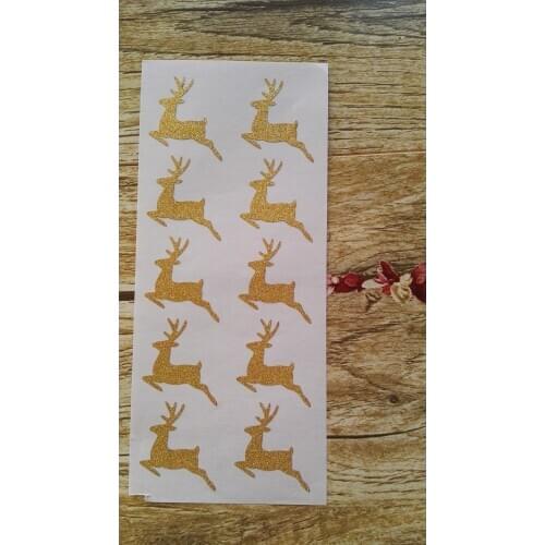 3.8x3.3cm Gold Glitter Reindeer Sticker