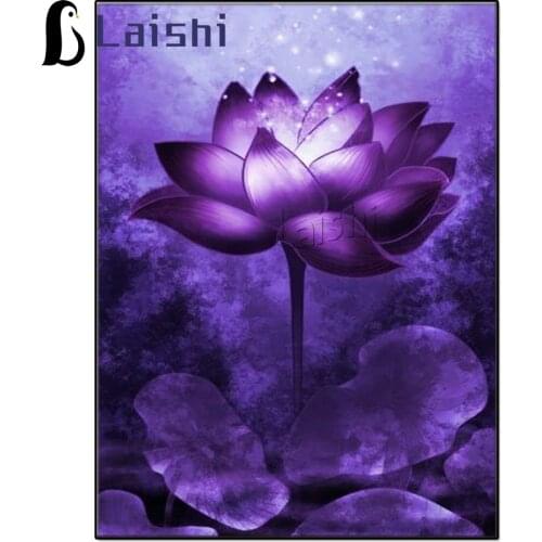5D Diamond Painting fantasy Purple Lotus Flower Cross Stitch Diy Diamond Embroidery Diamond Mosaic Wall Stickers Home Decor Gift