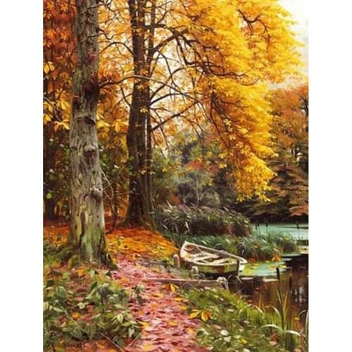 5D DIY Diamond Painting Scenic Full Square Round Drill Diamond Embroidery Scenery Lake Sunset Rhinestone Diamond Mosaic Decor