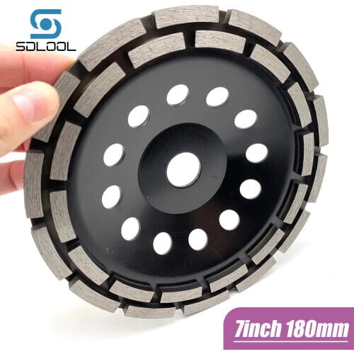 2pcs 7’’180mm Double Row Diamond Grinding Wheel Disc Bowl Shape Grinding Cup Wheel for Marble Granite Concrete