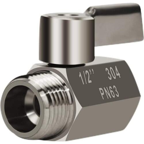 Promotion! 304 Stainless Steel Mini Ball Valve(1/2 Inch Female x Male) NPT Thread, Water Flow Regulator Head Control Valve
