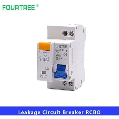 DPNL DZ30L 230V 1P+N Residual Current Circuit Breaker With Over And Short Leakage Protection RCBO MCB Lead Rail Laser Printing