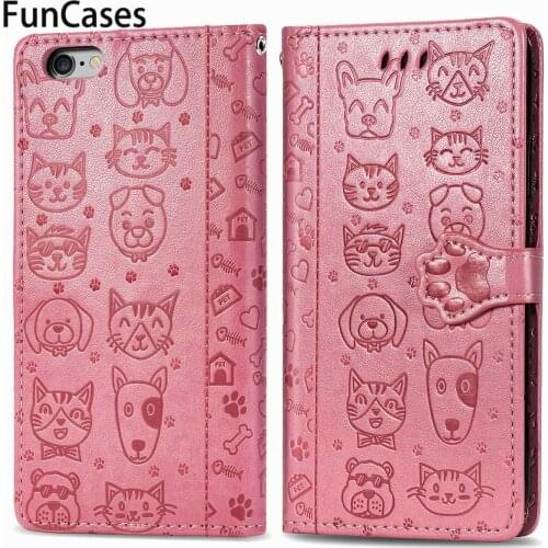 Dog Cases Cover sFor carcaso iPhone 6 Plus Jewelled sFor Apple iPhone para 6S Plus Cool PU Leather Wallet Case Estojo aifone
