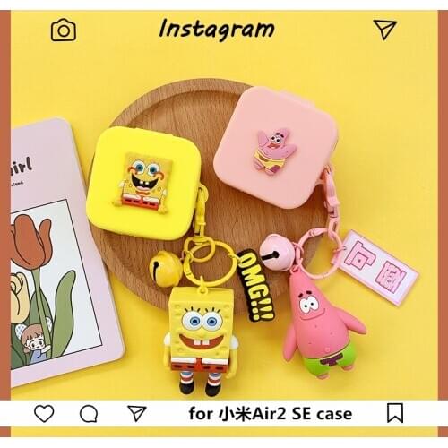 Cute Cartoon Soft Silicone Earphone Case for Xiaomi Air2 Se Keyring Cover for Xiaomi Air2se Bluetooth Earphone Protect Decor