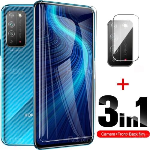 For Huawei Honor 10x 9x 10 lite 30 30i 30s 20 20s Soft Back Carbon Fiber Film + Tempered Glass Front Screen Protector Lens Film