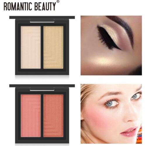 Two-color Blush Palette Modification Pearl Matte Brightening Highlight Glitter Blush Waterproof Face Makeup Cosmetic Tool TSLM1