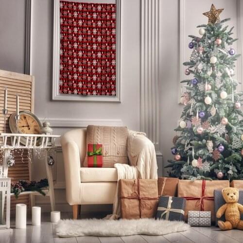 Tapestrys Snowflackes Stars on Checkered Pattern Traditional Christmas Decor Art Printed Red White Black