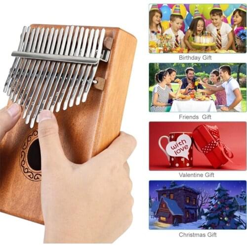 Kalimba 17 Keys Thumb Paino Made By Solid Mahogany with Study Instruction Portable Mbira Sanza African Wood Finger Piano