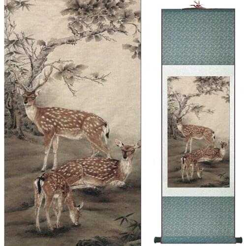 Chinese Art Painting Home Office Decoration Chinese painting deer painging 19081716