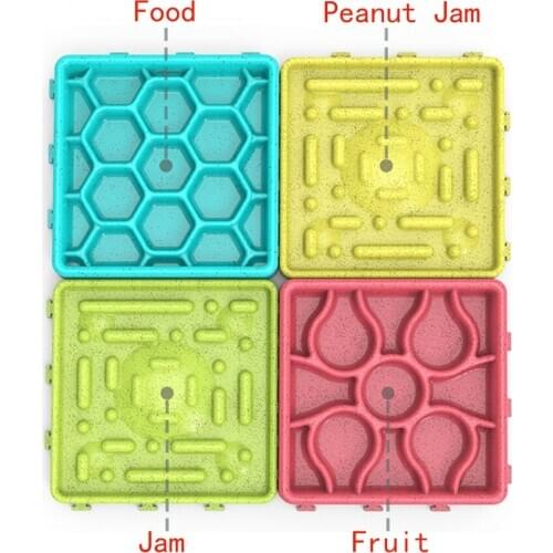 Dog Feeder Slow Dog Lick Mat With 4 Cup Suction14CM*14CM Stick to the Wall and Floor Dog Food Bowl Cat Pet Accessories