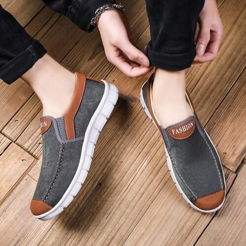 Spring Autumn New Mens Casual Single Shoes Board Low Help Washed Canvas Peas Loafers Mens Shoes Sneakers Casual Slip-On Light