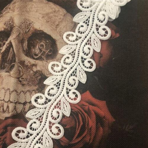 2 Yards White Flower Embroidered Lace Fabric Lace Trim Ribbon Handmade DIY Garment Sewing Supplies Craft For Costume Decoration