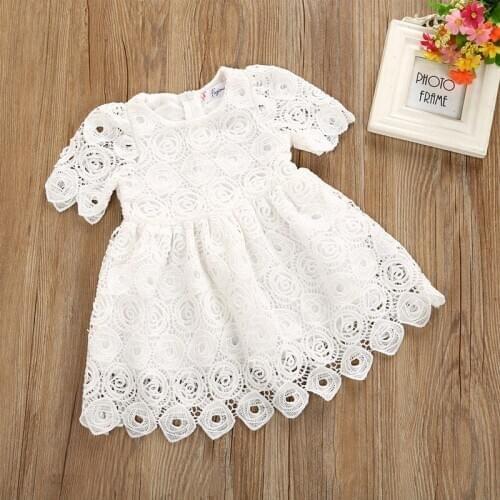 Kids Toddler Baby Girls Lace Dress Floral Party Wedding Princess Dresses