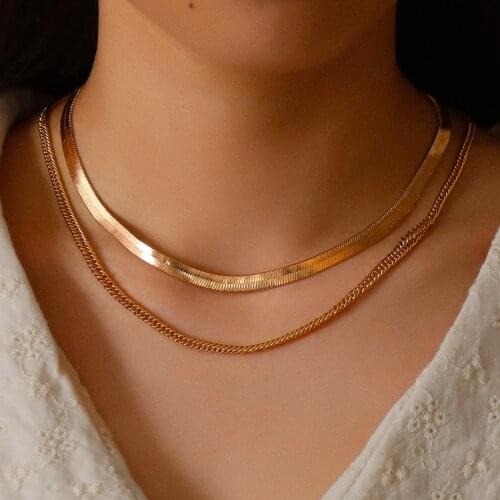 Punk Style Multilayer Chain Necklace For Men Women Statement Party Jewelry Golden Link Chain Necklace Accessories