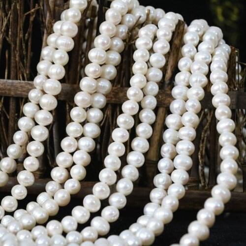 Fashion 7-8mm natural white cultured freshwater pearl beads elegant women fashion hot sale jewelry making 15inch B1337